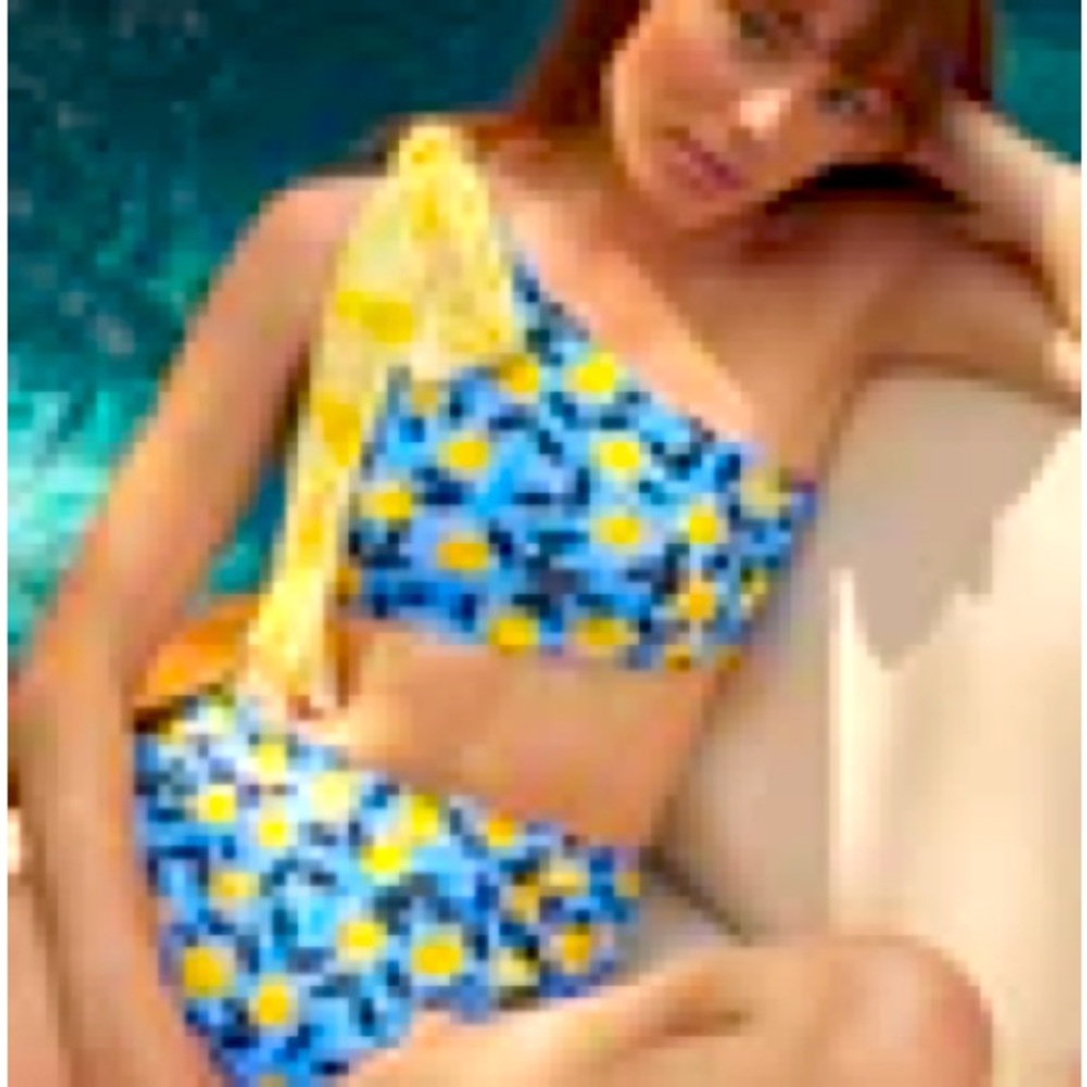 Summersalt The Bow-Shoulder Ruched Sidestroke Bikini Top - Nectarine Orchard 20